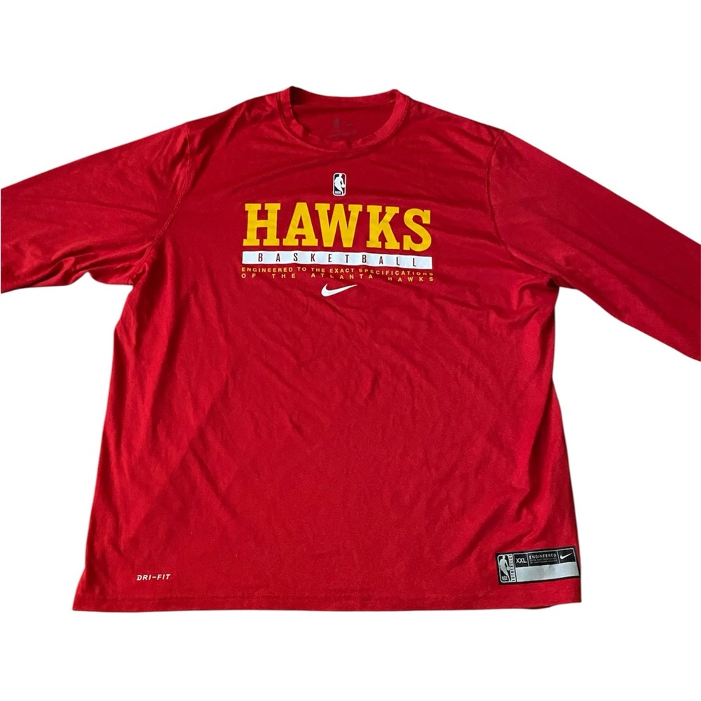 Nike NBA Atlanta Hawks Team Issued On-Court Practice Shirt Red Long Sleeve XXL